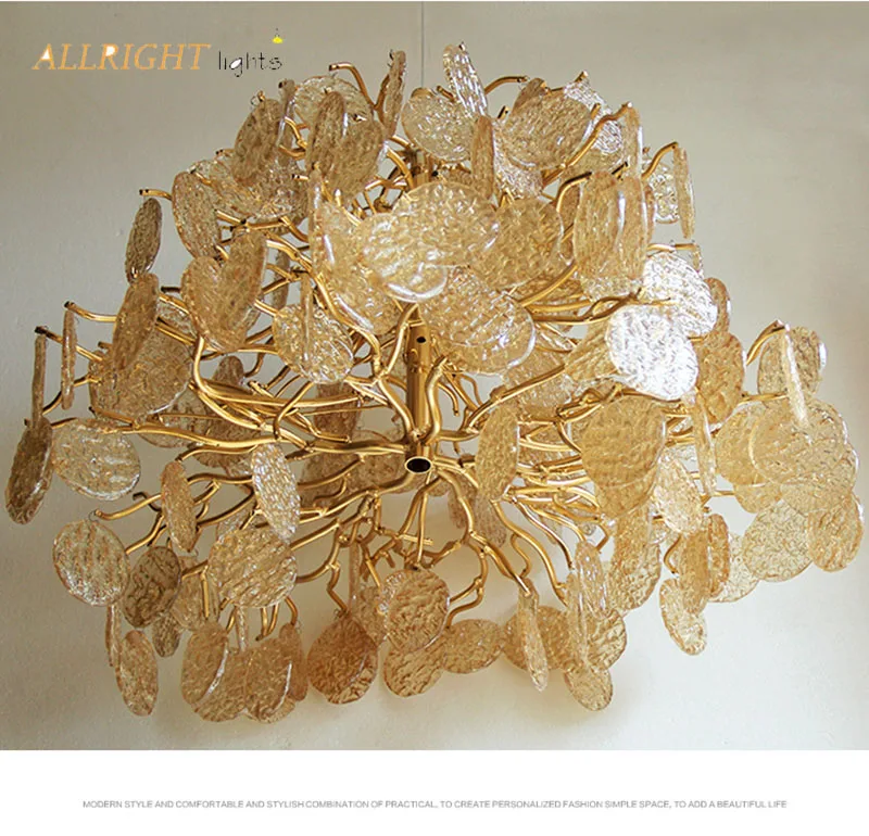 Светодиодный лист современный chanderlier D70CM стеклянный материал золотой цвет для