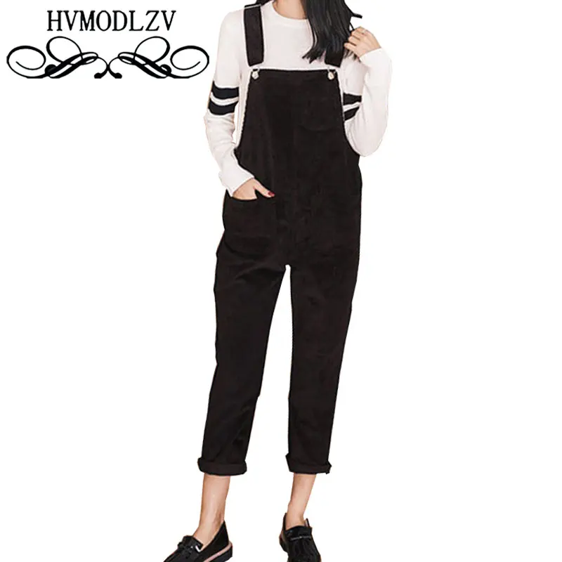 Женские вельветовые брюки с завышенной талией весна осень 2017|shoulder pants|bib pants