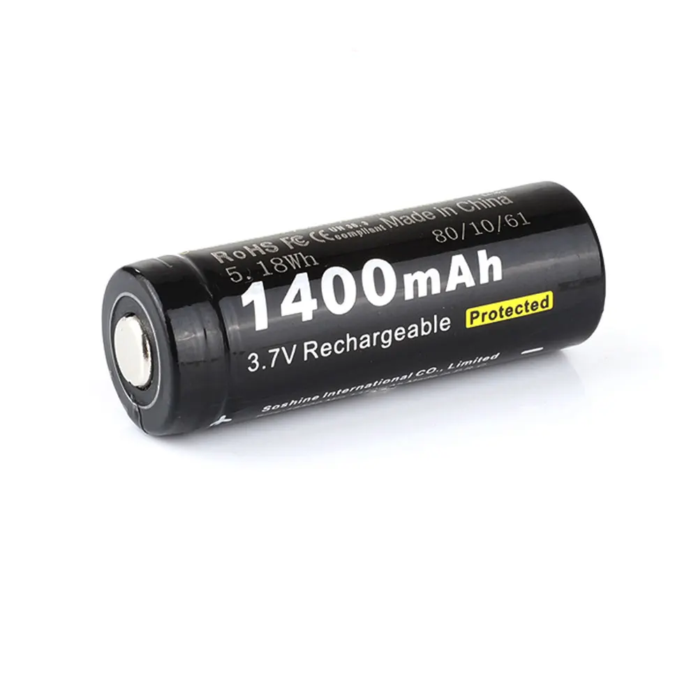 Soshine 2 шт. Li Ion 18500 1400 мАч 3 7 в перезаряжаемая защищенная батарея с чехлом для