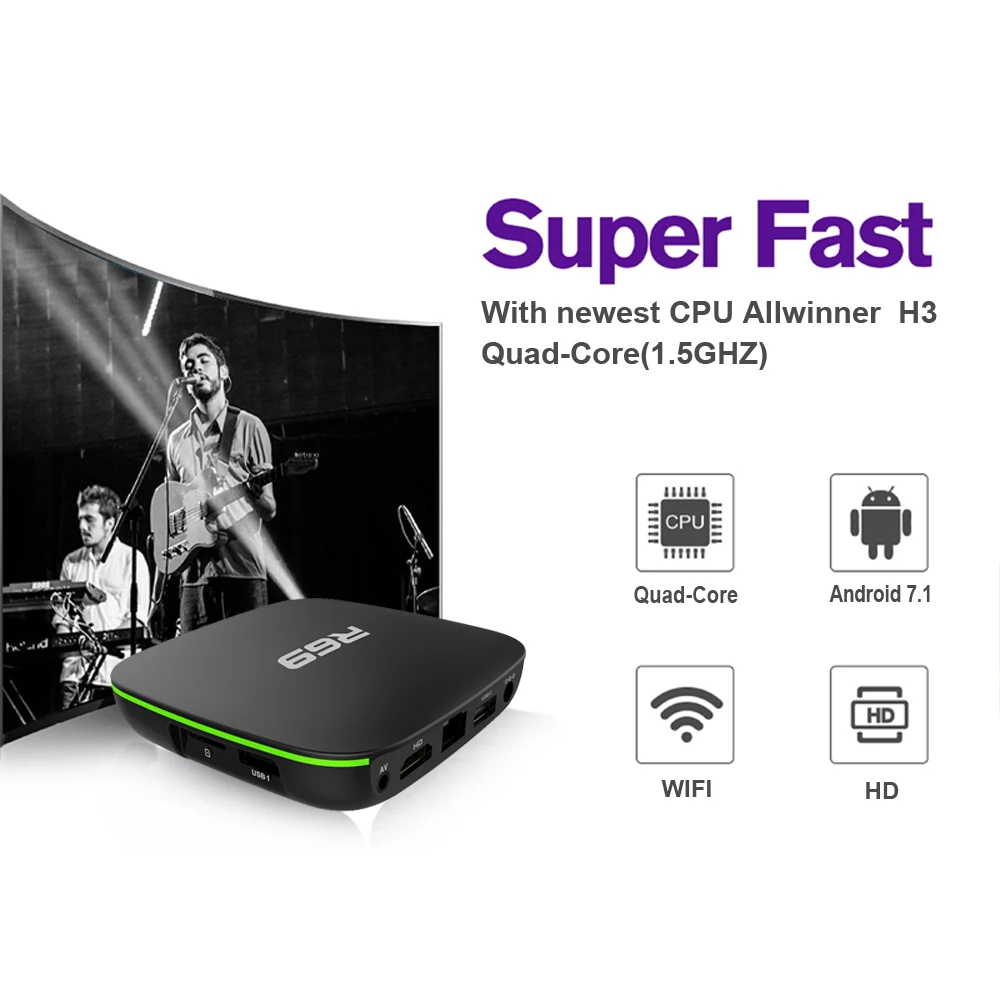 ILebygo Android 7 1 ТВ коробка R69 Allwinner H3 Quad Core Смарт 2 4G Wi Fi Декодер каналов кабельного
