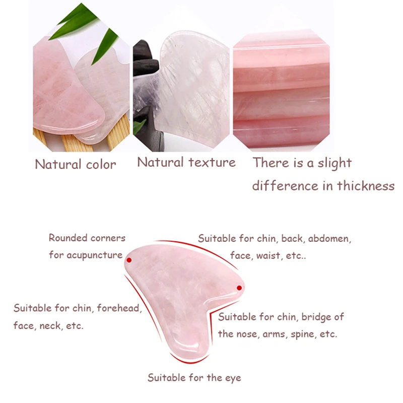 Массажер для лица Gua Sha Board Beeswax Scrape Therapy розовый КВАРЦЕВЫЙ Спа ухода за кожей
