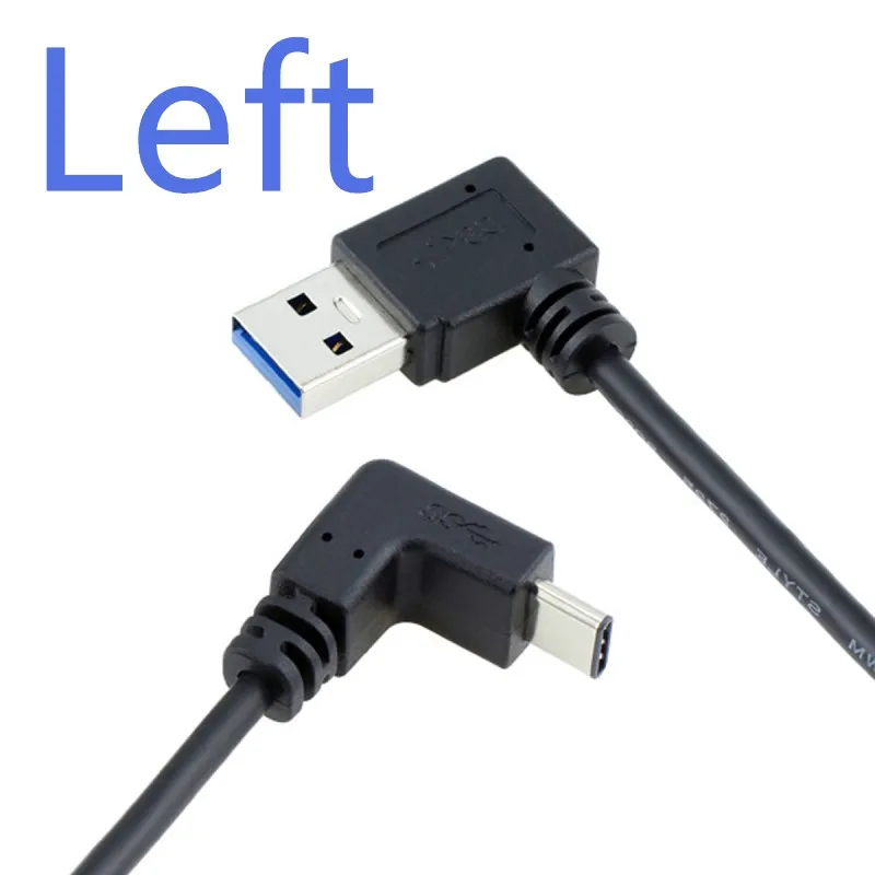 

USB 3.1 USB-C Reversible Angled to 90 Degree Up Down Left Right Angled A Male Data Cable for Macbook & Tablet & Phone 100cm