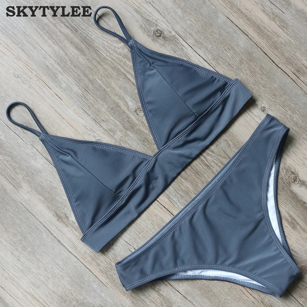 MOOSKINI Brand 2018 Hot Solid Swimwear Women Swimsuit Bikini Set Sexy Bandage Brazilian Biquini Push Up 3 Color Beachwear |