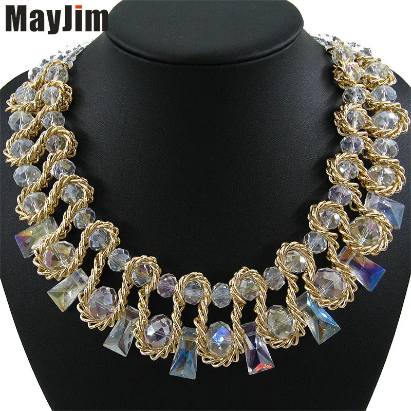 Массивное ожерелье 2018 винтажное золотистое плетеное геометрическое колье чокер