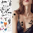 YURAN Женщины Сексуальная Геометрия Роза временная татуировка акварель лиса птицы цветок водостойкие фальшивые татуировки тела руки татуировки наклейки