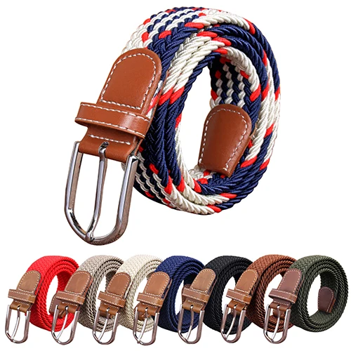 Мужской женский тканевый простой ремень с металлической пряжкой|belt strap|stretch waist