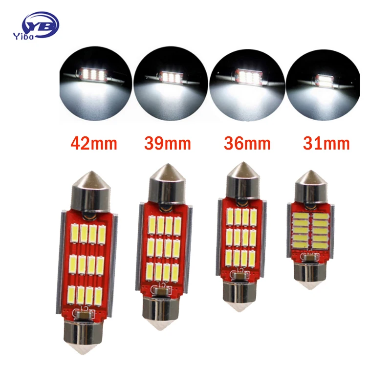 31 мм 36 39 42 C5W C10W CANBUS без ошибок автомобильный фестонный свет 12 SMD 4014 LED