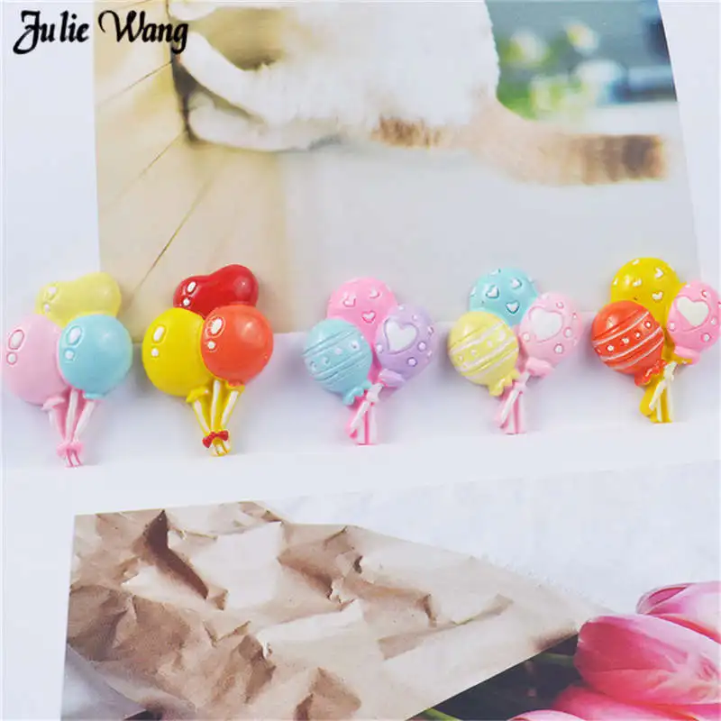 

Julie Wang 10pcs Mix Resin Balloon Charm Random Flatback Cabochon for Refrigerator Sticker Phone Decor Hair Accessory Making