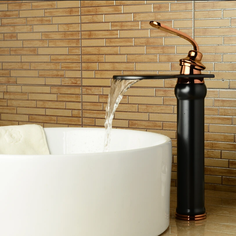 

Waterfall Black bathroom faucet basin mixer ORB oil brushed black waterfall basin faucet sink Mixer Tap bathroom sink faucet
