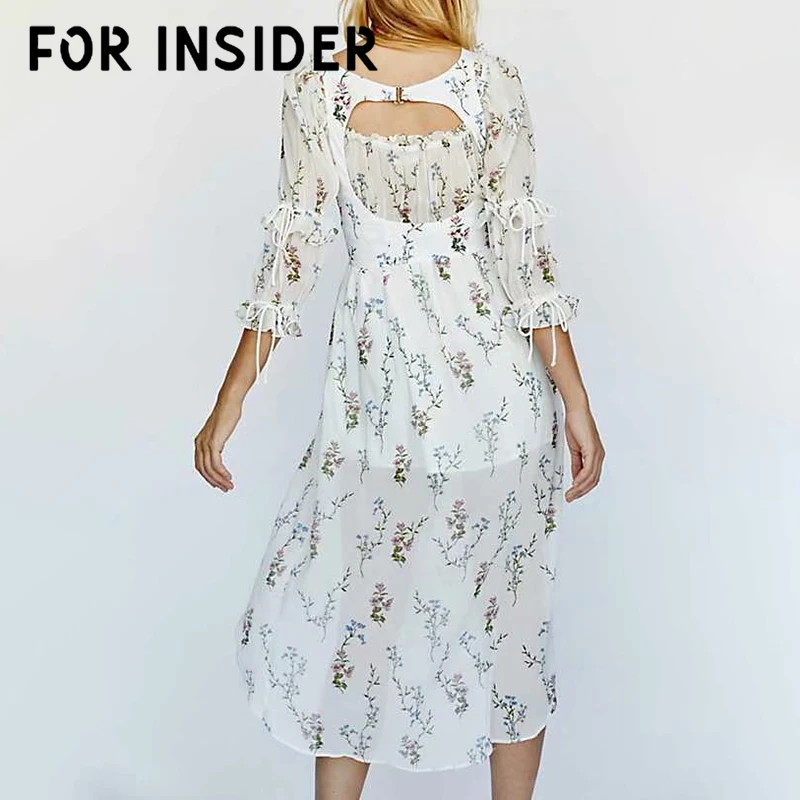 Для Insider Boho кружевное цветочное шифоновое платье миди с вырезами и оборками