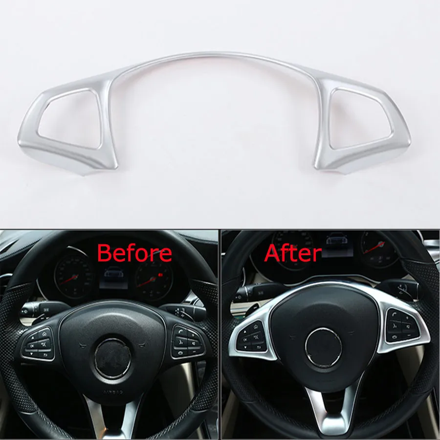 

YAQUICKA New ABS Car Steering Wheel Decoration Frame Trim Sticker Car-styling For Mercedes Benz C GLC 2015-2017 E GLA 2016-2017