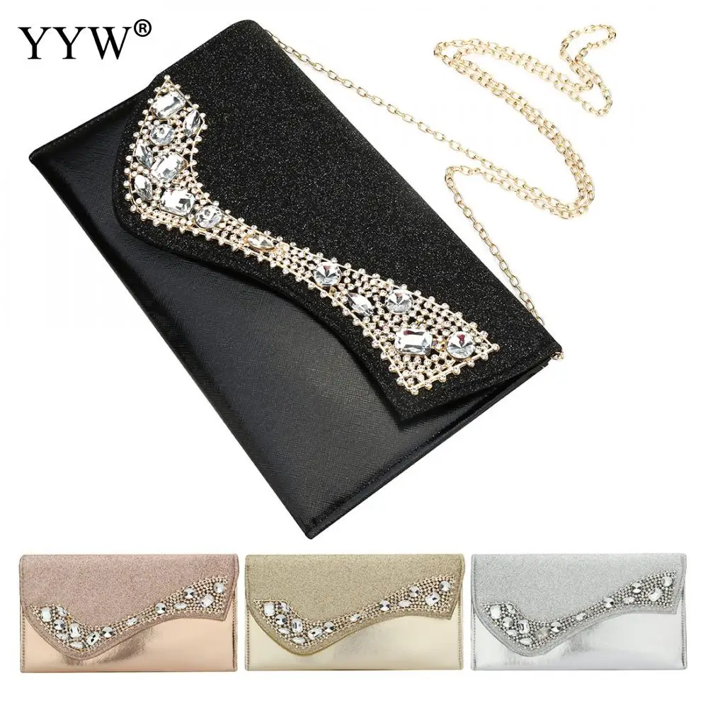 

YYW Gold Clutch Female Evening Handbag With Luxury Rhinestone Envelope Clutch Female 2021 Luxury Handbags Women Bags Designer