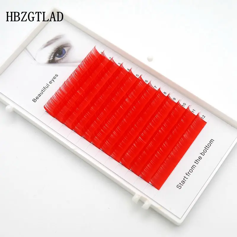 HBZGTLAD Новые Накладные ресницы C/D, 0,07, 0,1 мм, 8-15 мм, красные ресницы, индивидуальные цветные ресницы, накладные ресницы из искусственного объема