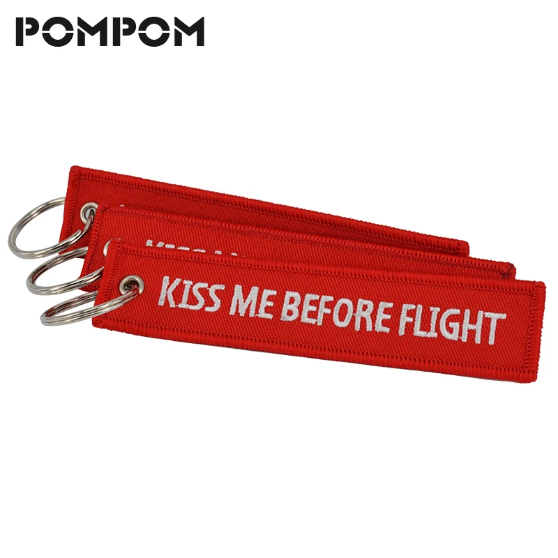 Брелок Kiss Me перед полетом Красный брелок для ключей авиационные подарки вышивка