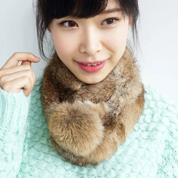 Шарф из натурального кроличьего меха накидка шаль для шеи теплая 7 цветов