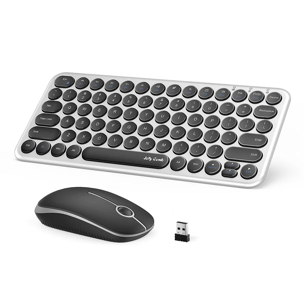 Black silver Желе расческа Ultra Slim 2,4 ГГц USB клавиатура и Мышь комбо для портативных ПК Windows XP/7/8/9 эргономичный круглый портом «мама» и удобно - Цвет: Black silver
