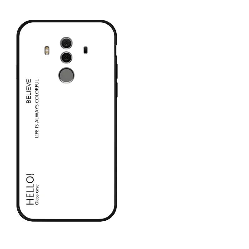 Белый Для huawei mate 10 Pro Чехол с градиентом из закаленного стекла жесткий чехол для телефона для huawei mate 10 Pro противоударный чехол для задней панели mate 10 Pro Shel - Цвет: Белый
