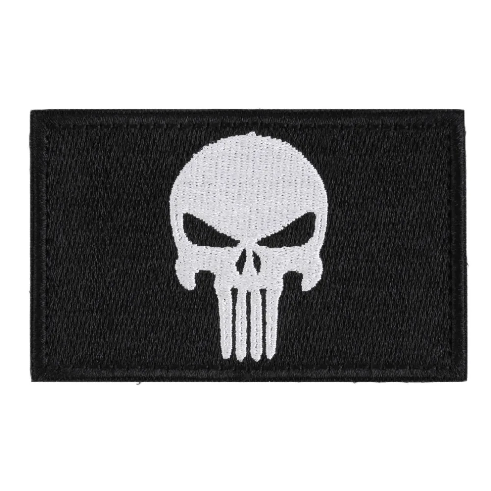 Новый Череп Каратель прямоугольная двухсторонняя вышивка накладные повязки на