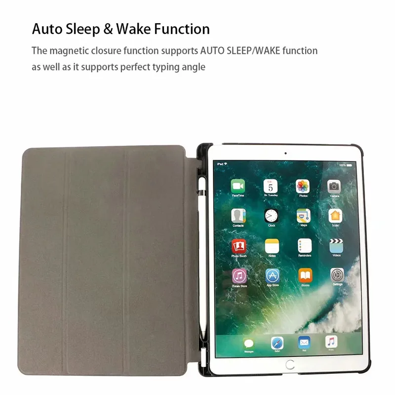 Тонкий Окрашенные ПУ кожаный флип чехол для Apple iPad Pro 10 5 2017 с карандашом держатель