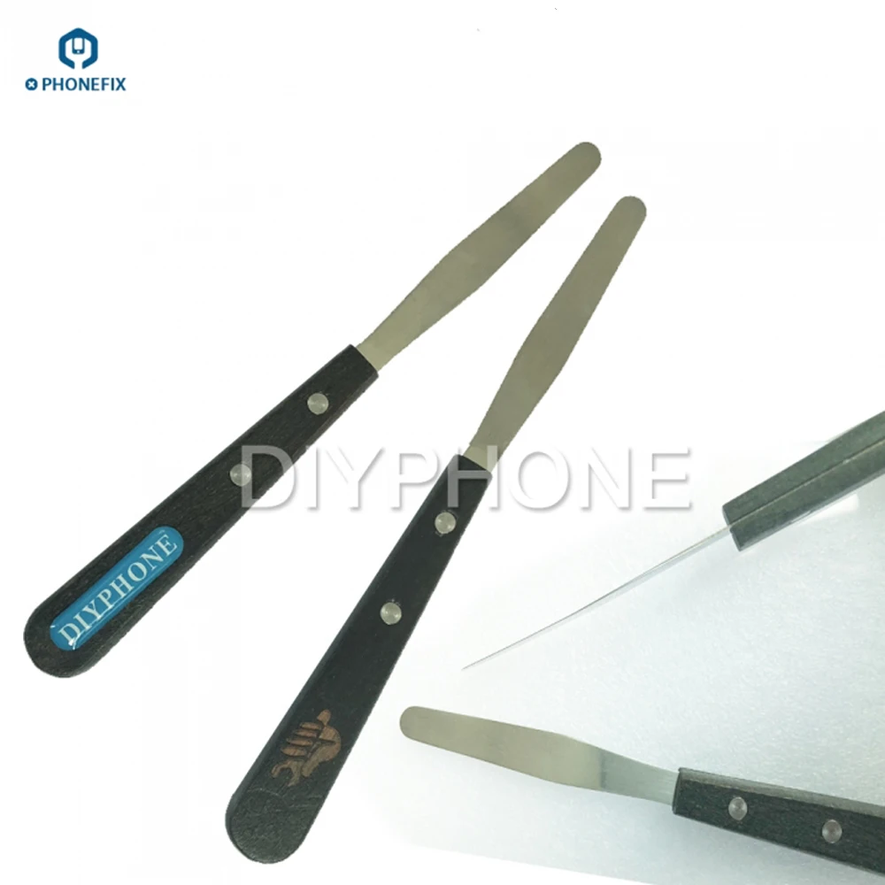 

wooden handle crowbar prizer thin stainless steel phone opening tool for repair phone battery glue cutter pry bar disassembly