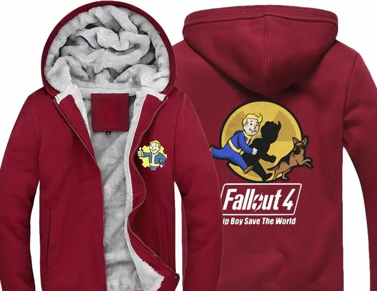 Игра Fallout 4 Hoodie Pin Boy Save The World принт на молнии Кардиган Толстовка супер теплое плотное флисовое пальто для мужчин и женщин