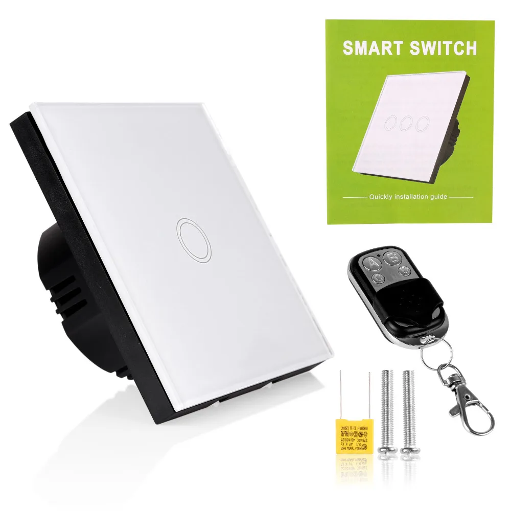 Светодиодный сенсорный выключатель из закаленного стекла 1 шт. пульт