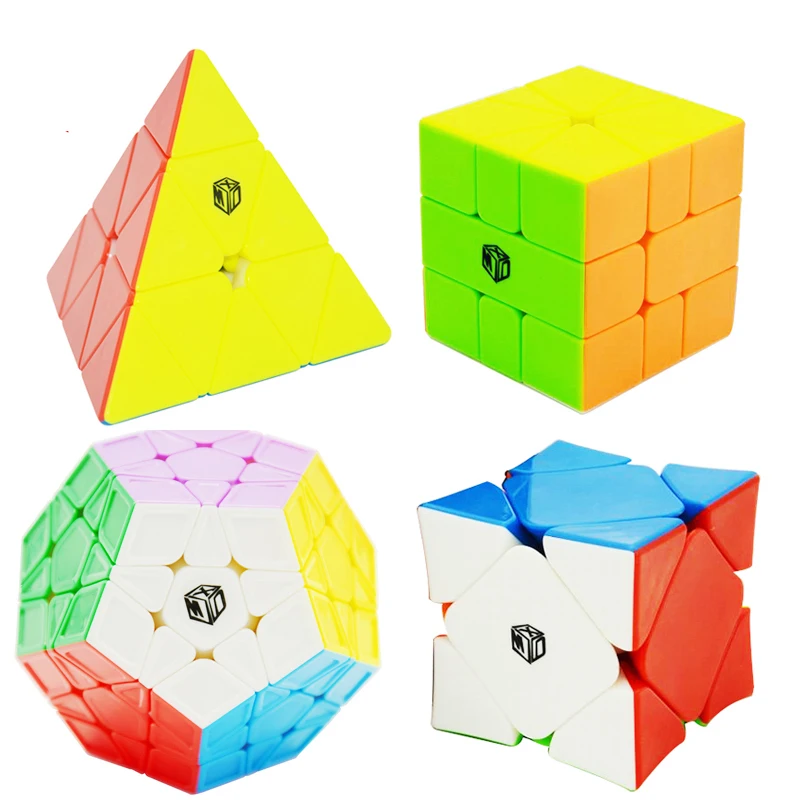 4pcs Qiyi X-MAN Galaxy V2+Volt SQ-1+Wingy Skew+Bell Triangle XMD Speed Mofangge MagicCube Puzzle Pyramin Square 1 Toys FOR Child - Цвет: Stickerless