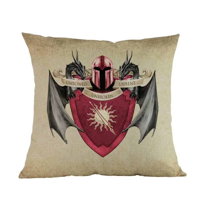 House Martell Винтаж Стиль Игра престолов 9 домов символ девиз клана Insignia Дракон шаблон Подушка Чехол домашний диван украшения чехол для подушки - Цвет: House Martell