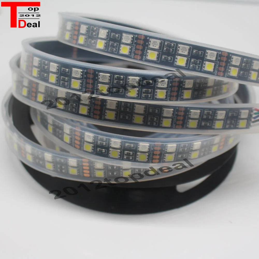 5 м двухрядный 5050 SMD 600 RGBW RGBWW RGB белый гибкий 12В 24В Светодиодная лента 120led/M Черный
