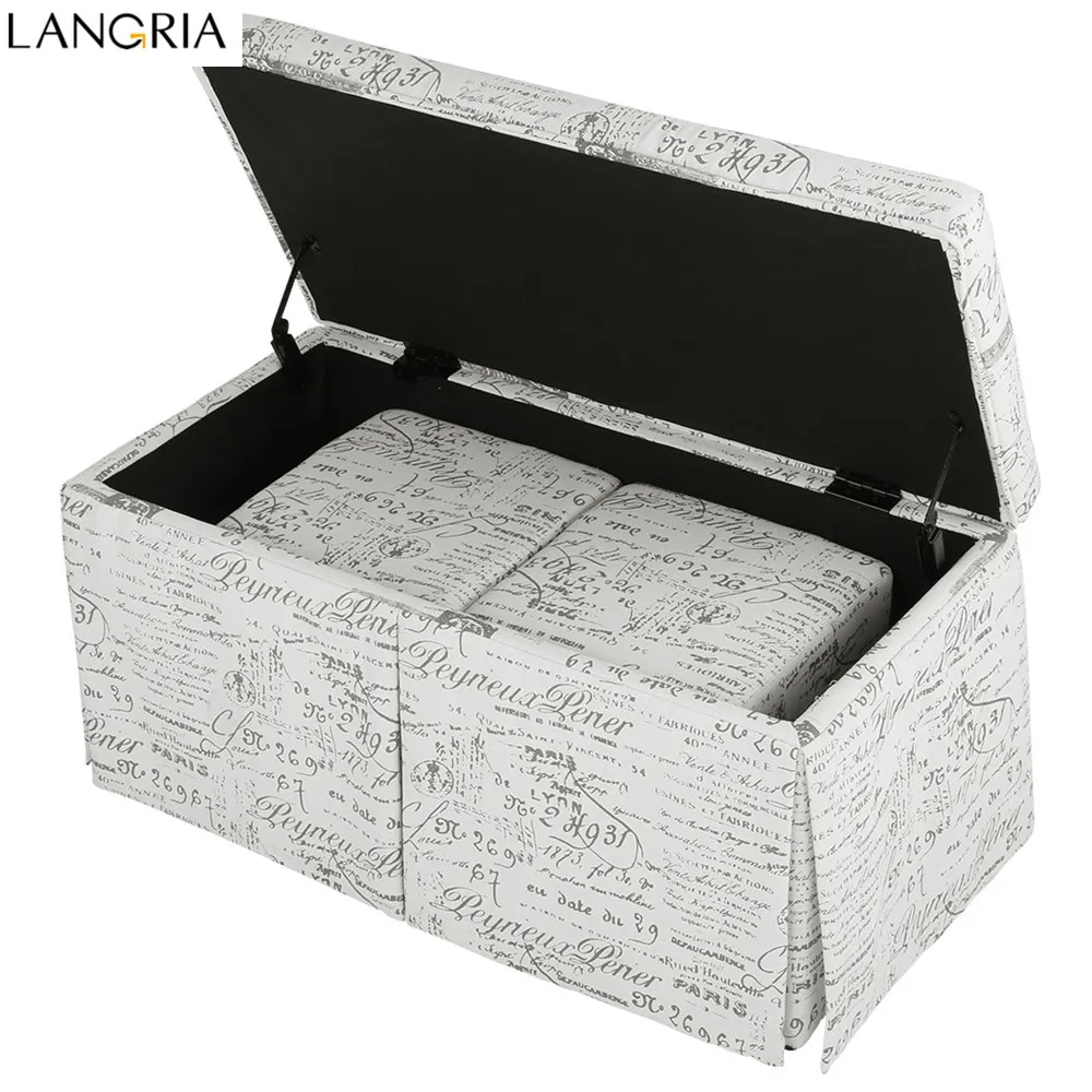 Тканевая скамейка LANGRIA с рисунком французского сценария и кубический османский