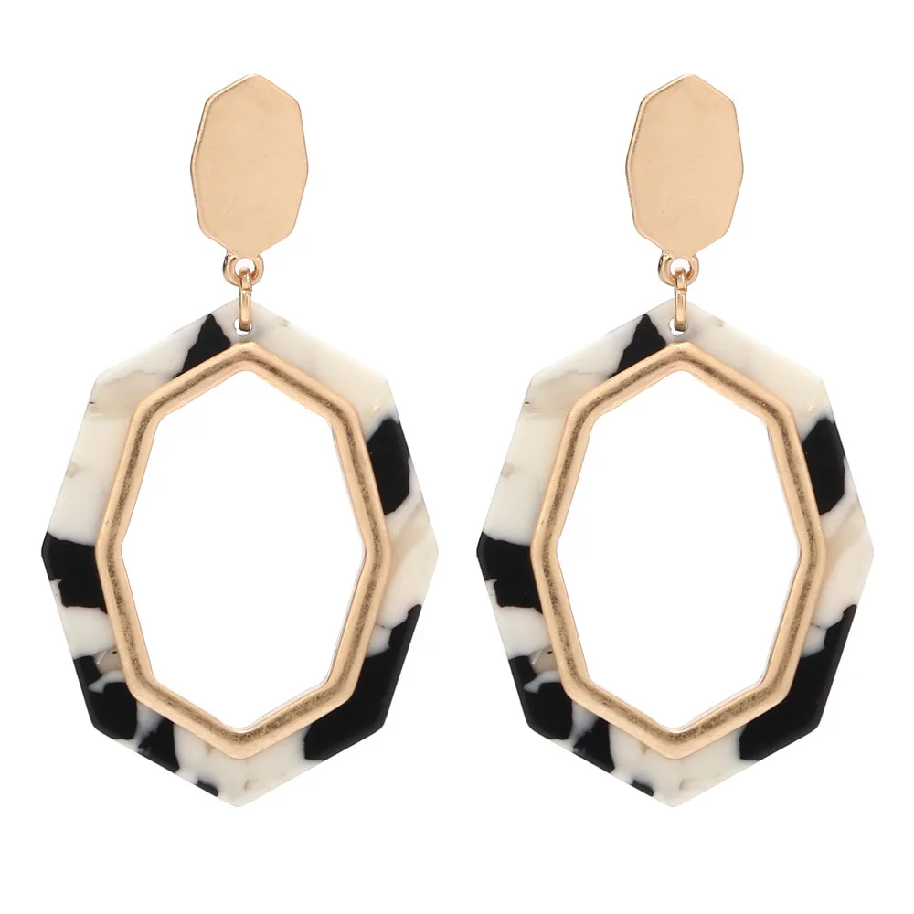 Женские акриловые Восьмиугольные серьги из ацетата целлюлозы геометрические