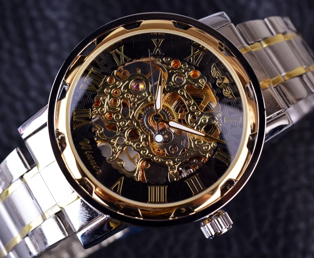Top Brand Luxury Transparent Gold Watch for Men - Relogio Male Clock, Casual Montre Homme Mechanical Skeleton Watch image 2