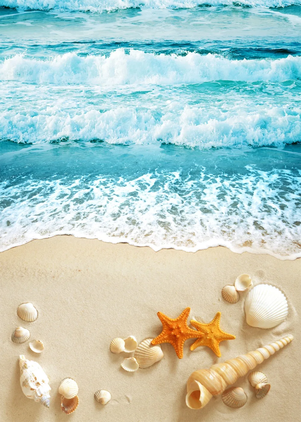 Пользовательские 3D фото пляжная оболочка шторы с рисунком волны современная