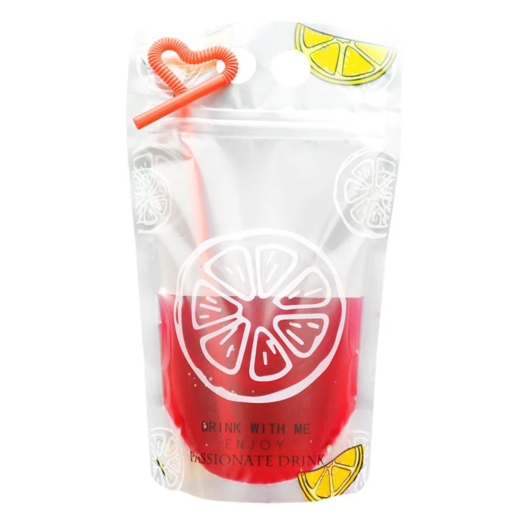

100pcs Creative zip lock bag with handle beverage juice candy gift packaging bags small plastic pouch package summer supplies