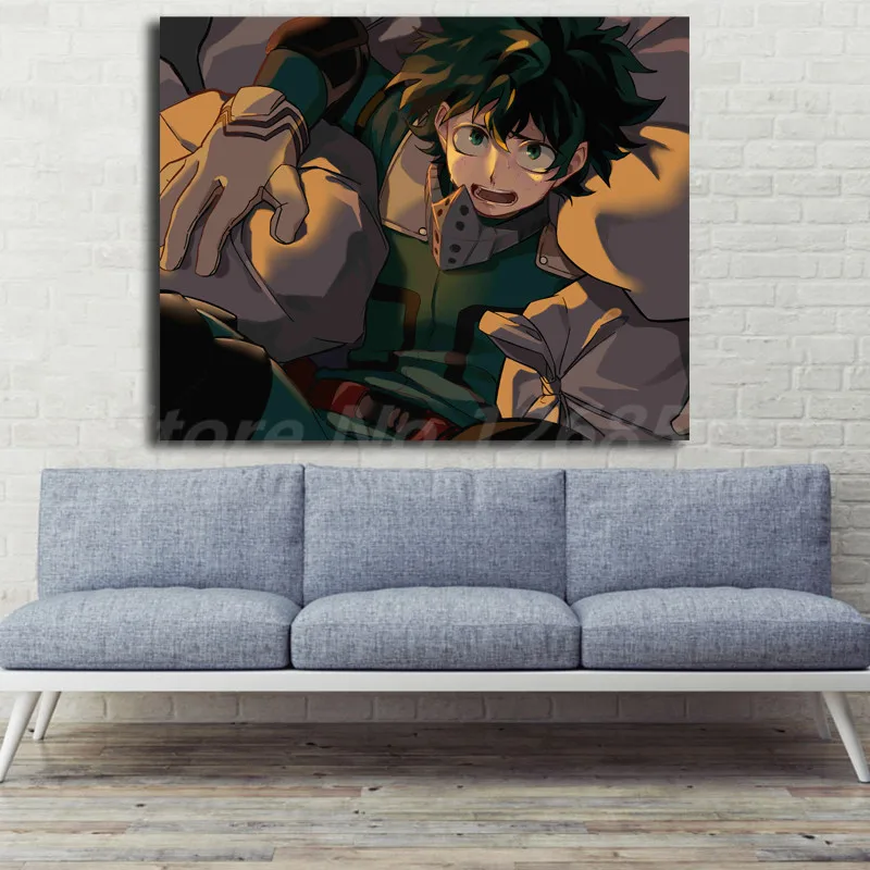 Izuku Midoriya My Hero academic боятся аниме мальчик обои художественный холст постер Картина
