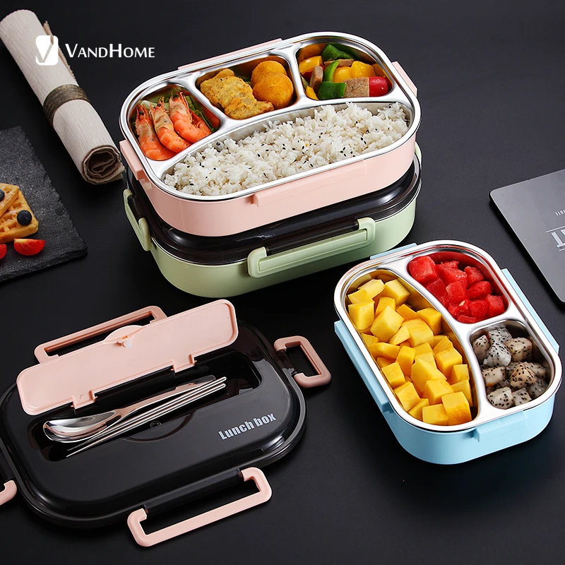 VandHome Japanese Bento Box With Compartments 304 Stainless Steel Lunch For Kids Microwave Food Container Tableware Set | Дом и сад
