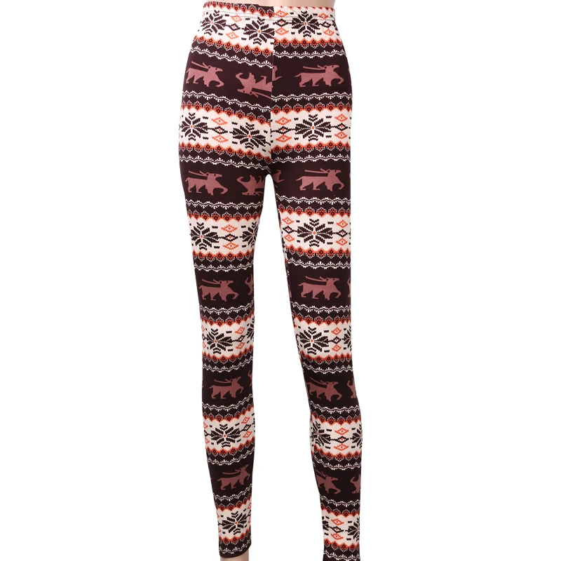 Теплая женская зимняя новогодняя Снежинка трикотажные Леггинсы хлопковые брюки