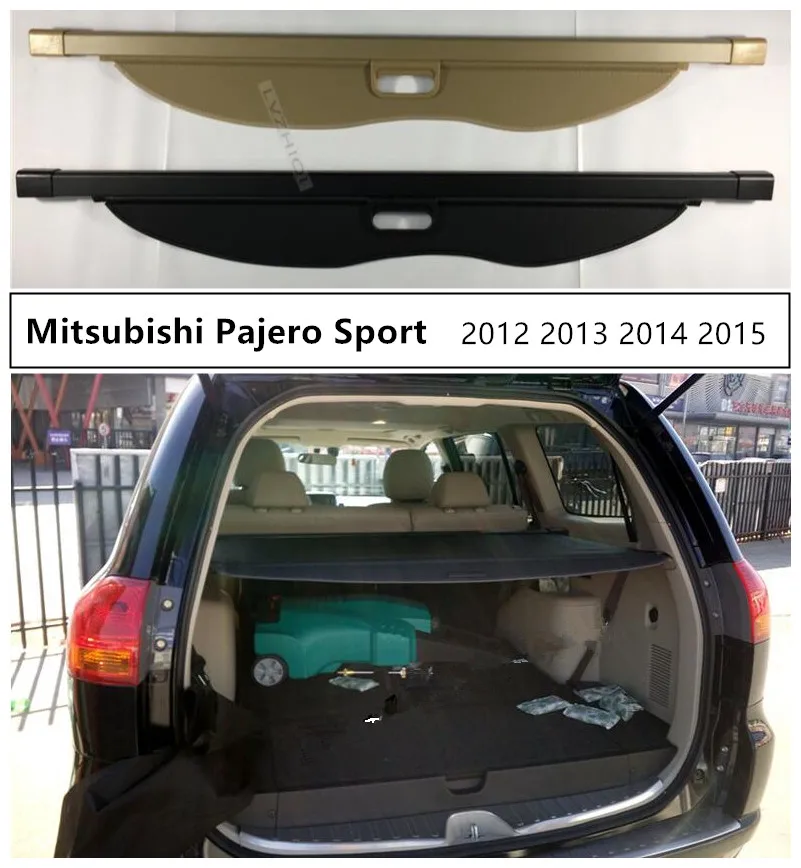 

Rear Trunk Cargo Cover For Mitsubishi Pajero Sport 2012 2013 2014 2015 High Qualit Security Shield Car Accessories Black Beige