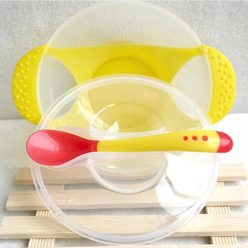 3 шт./лот детская кормушка с крышкой тренировочная чаша ложкой мультяшная