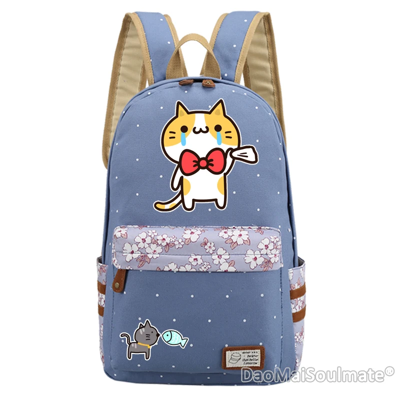 Navy Blue 5 Милые Мультяшные коты Студенческая школьная сумка для девочек милый кот девочки детский школьный рюкзак цветок ноутбук сумка девушка рюкзаки Mochila - Color: Navy Blue 5