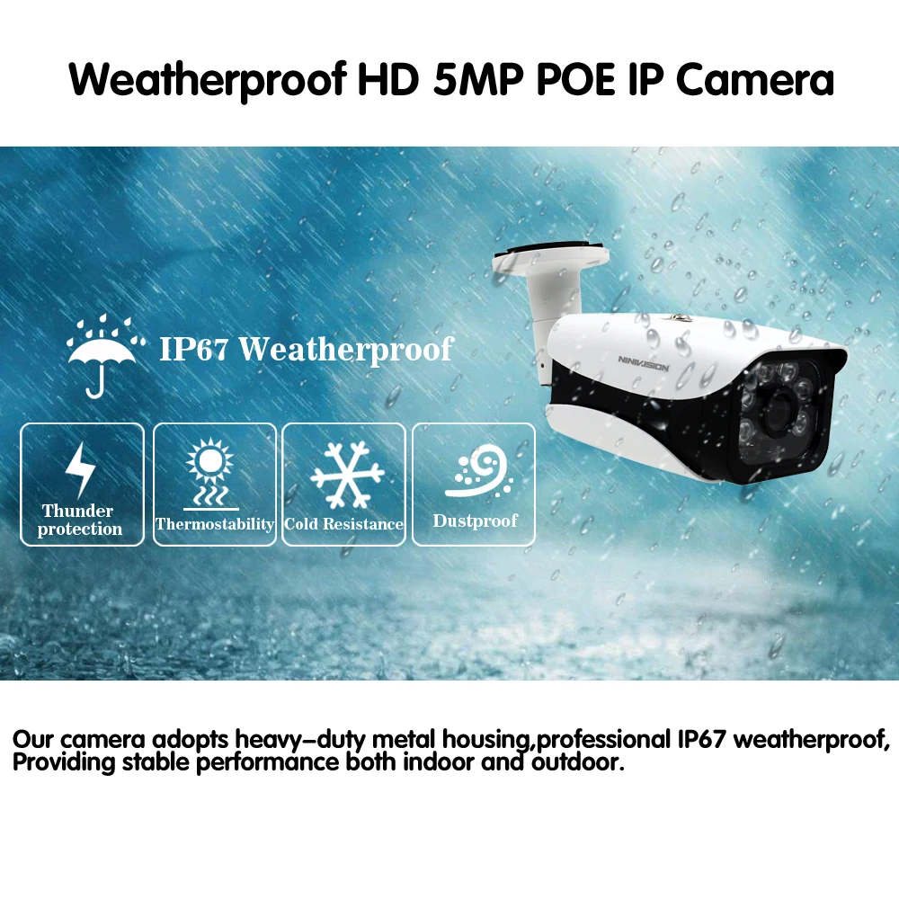 H.265 16CH 5MP POE NVR CCTV Camera System weatherproof Indoor outdoor IP Video Security Surveillance Set | Безопасность и защита