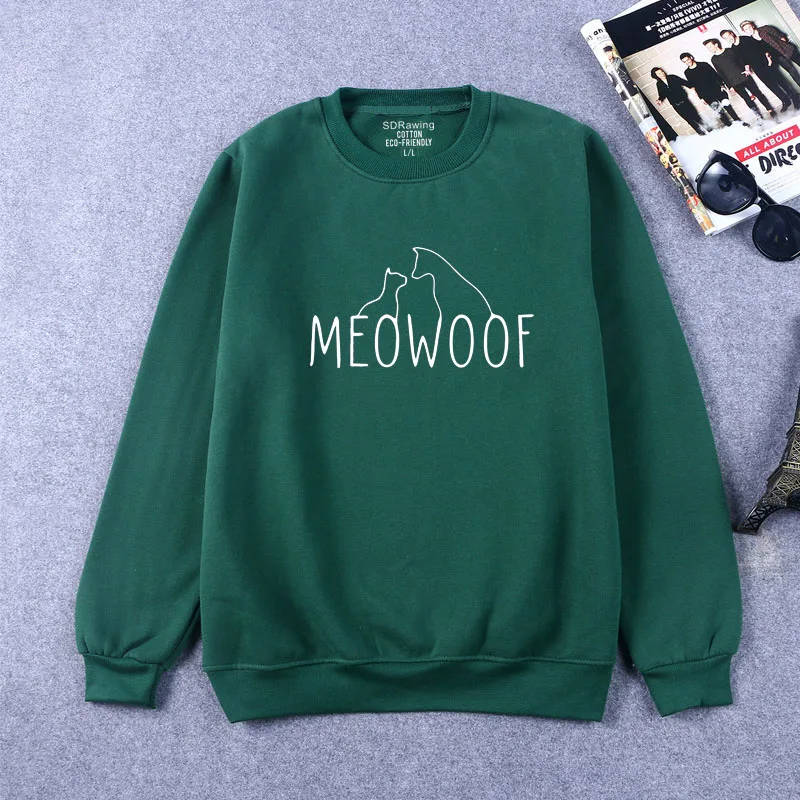 Женские свитшоты с буквенным принтом meowof повседневные забавные для девушек топы