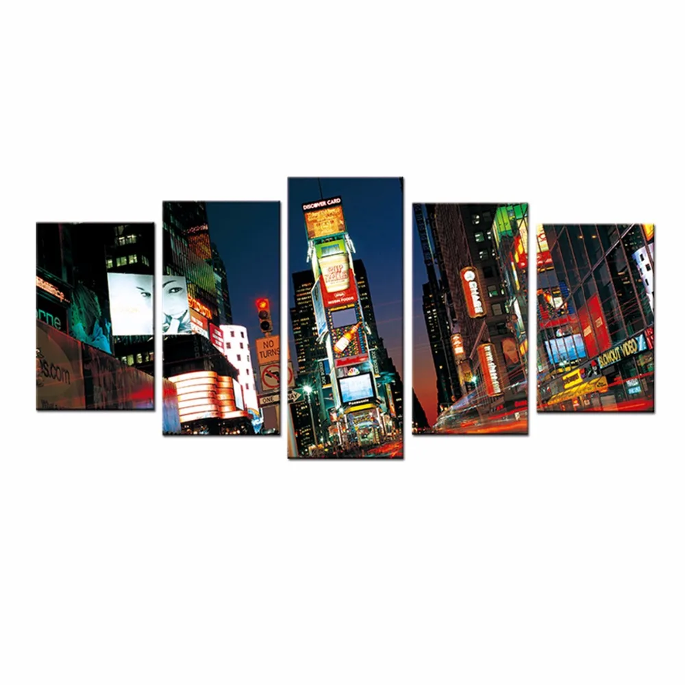 Городской пейзаж настенные принты 5 панелей современный городской фотографии