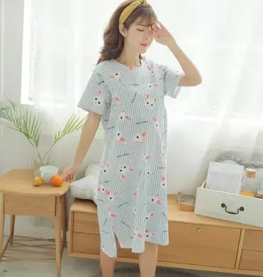 light blue Пижамы для беременных, кормящих грудью Лето Хлопок Грудное вскармливание Платья для беременных Для женщин короткий рукав кормящих женская одежда D0003 - Цвет: light blue