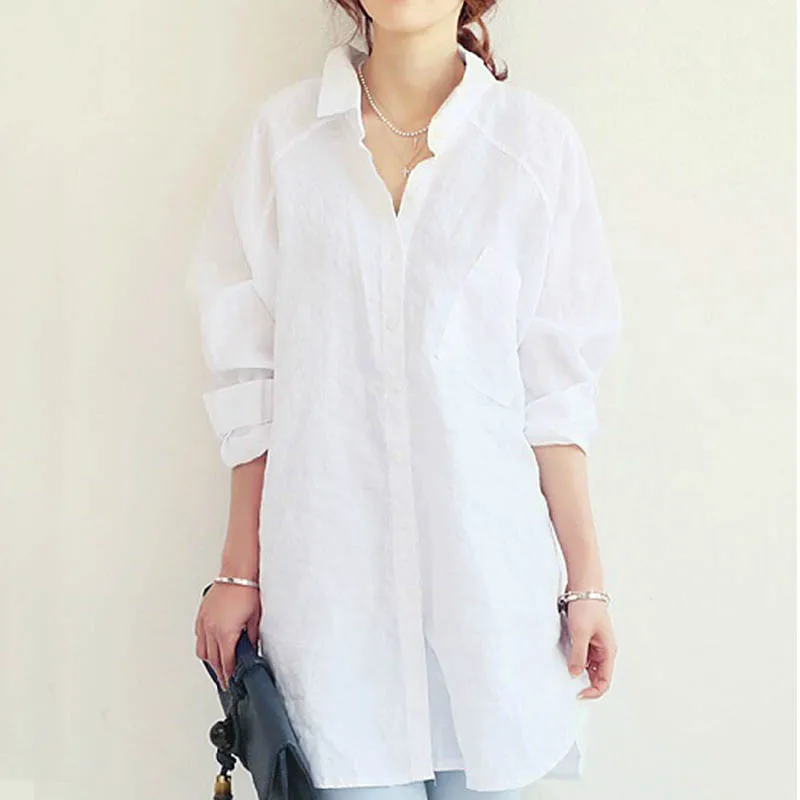 Женские блузки футболка с длинным рукавом хлопковая льняная блузка весна-лето