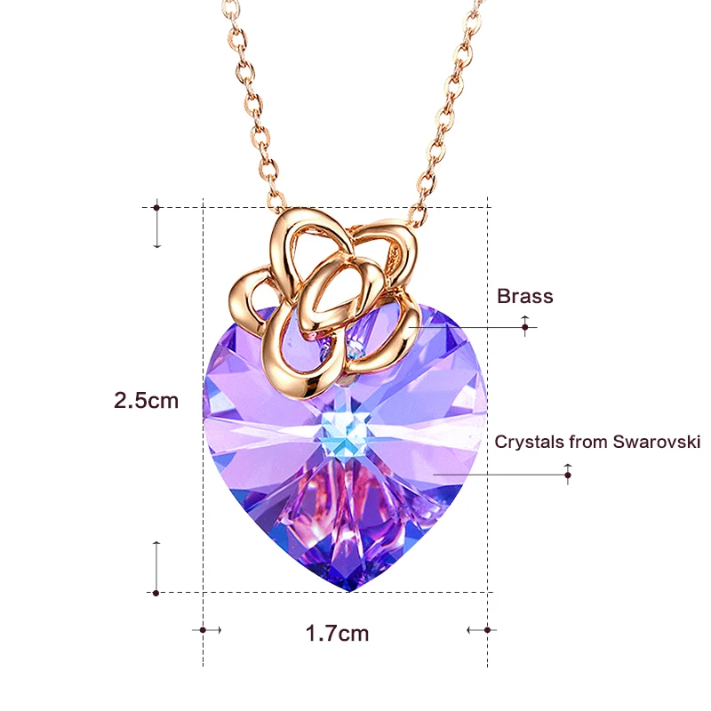 CDE женское золотое ожерелье с подвеской 925 пробы, украшенное кристаллами Swarovski, ожерелье с подвеской в виде сердца, ювелирные изделия в виде цветка