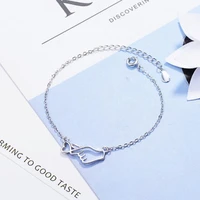 new creative fashion female popular silver plated jewelry heart shaped love gesture sweet simple bracelets sb122
