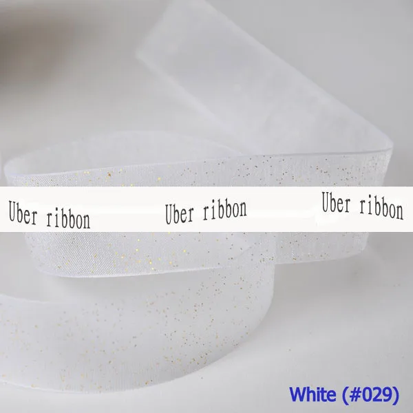 [IuBuFiGo] 1-1/4 &quot(32 мм) Золотая металлизированная лента из органзы с принтом для