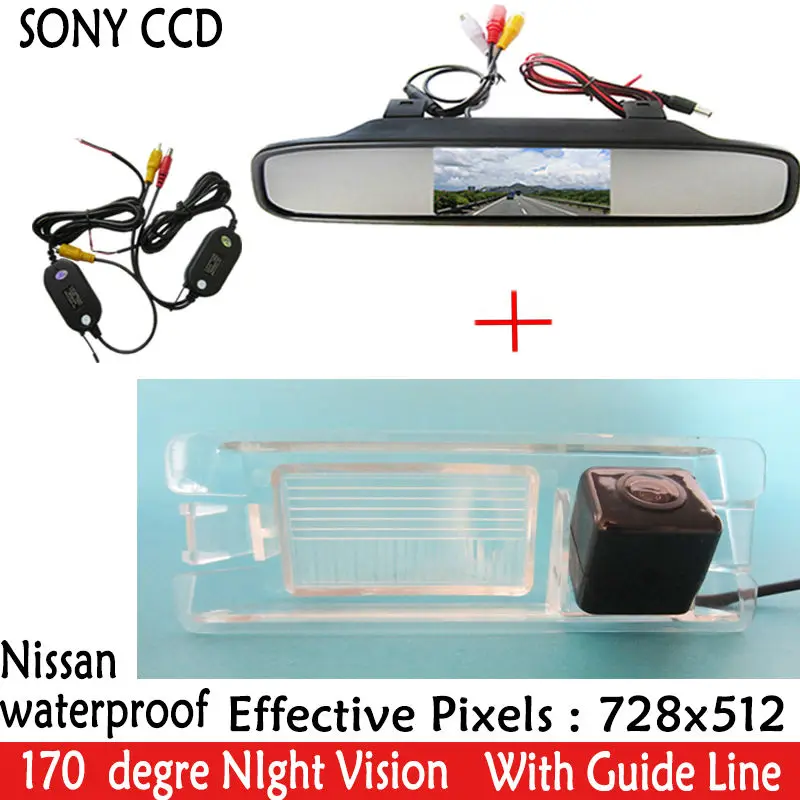 Авто 4 3 &quotTFT LCD Зеркало заднего вида монитор парковки + SONY камера для Nissan March Renault