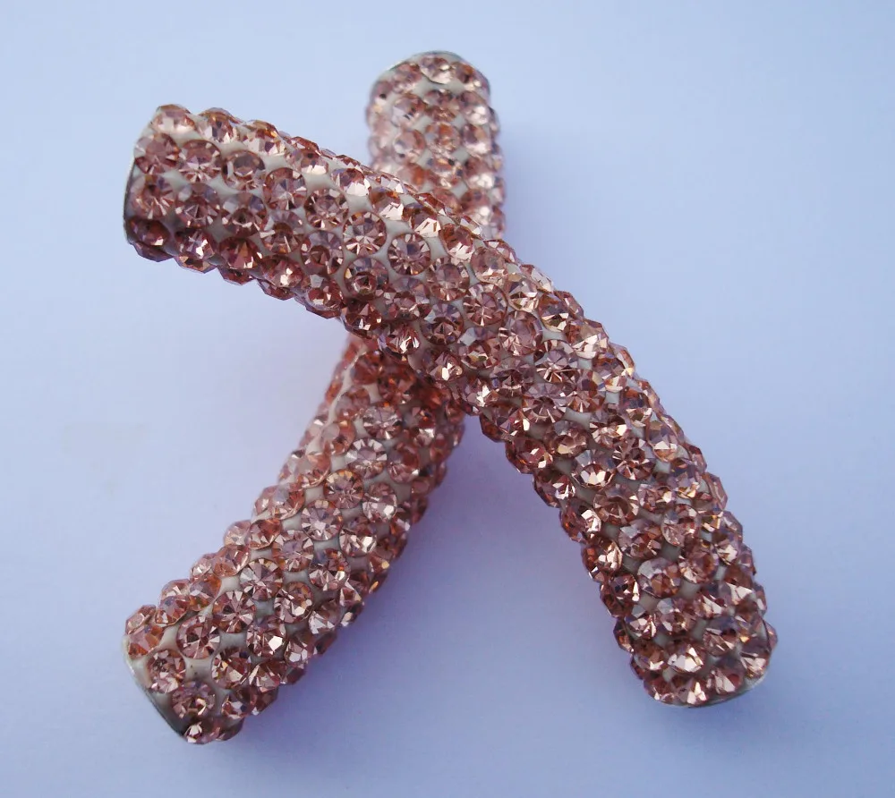 3pcs Champagne curve rhinestone tube connector pave bar 45mm bracelet findings charms loose beads | Украшения и аксессуары